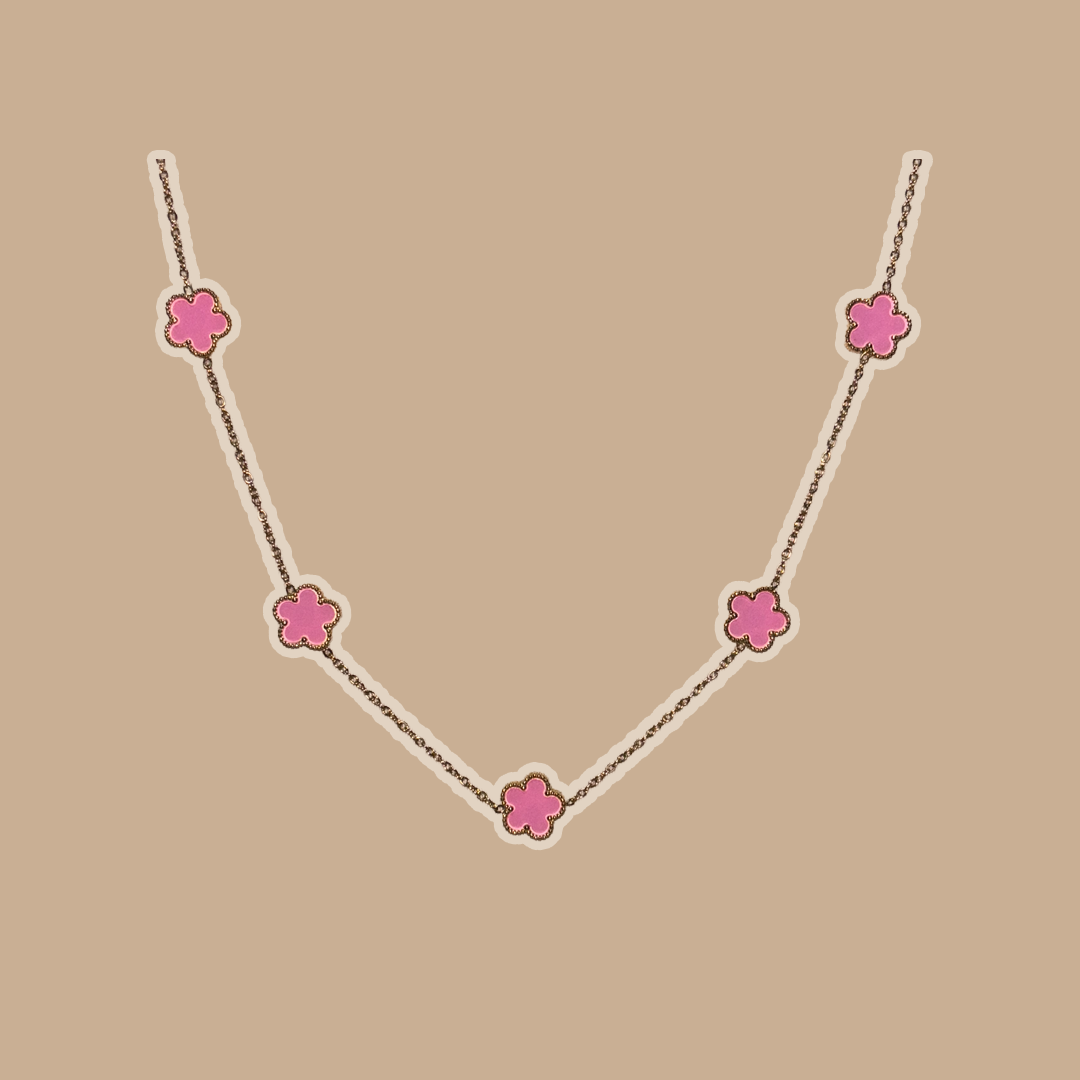Pink Clover Necklace